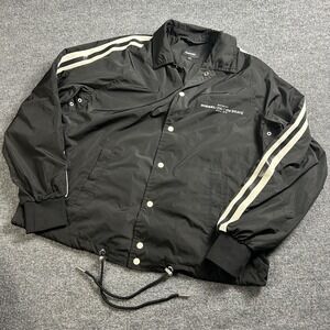 Diesel Jacket Mens Large Black Only The Brave Nylon Windbreaker Snap Striped